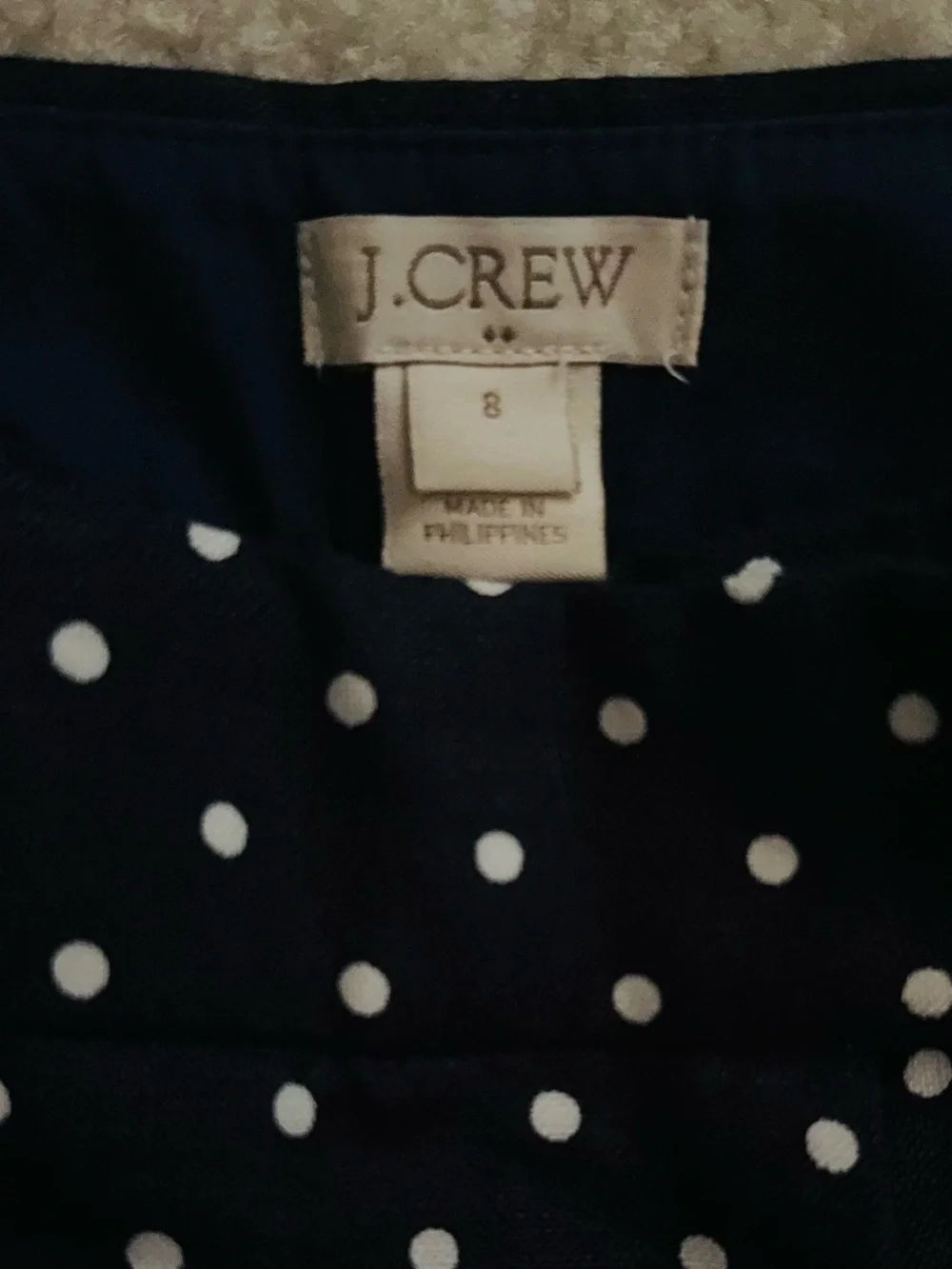 J. Crew Scalloped Hem Polka Dot Printed Navy Blue White Linen Cotton Mini Shorts
